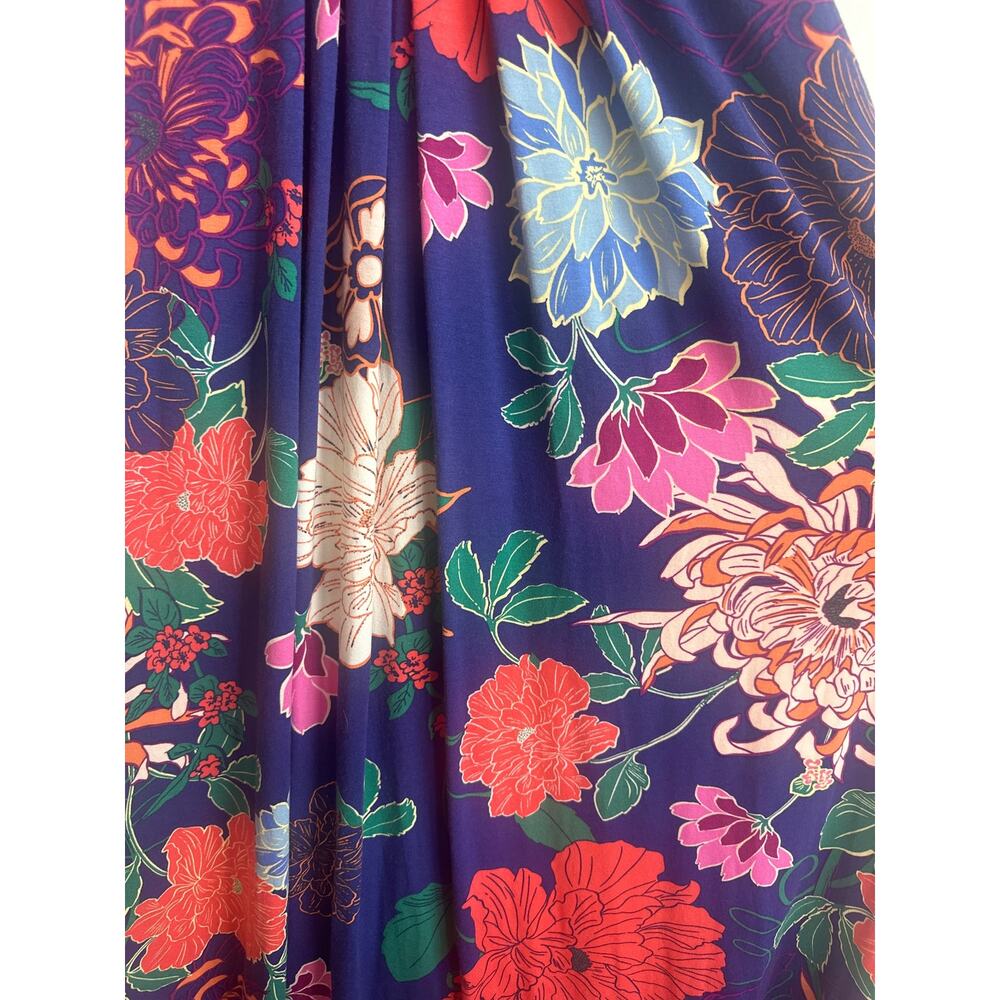 Cynthia Rowley Purple with Vibrant Multicolor Floral Pattern Maxi Dress - Picture 3 of 6